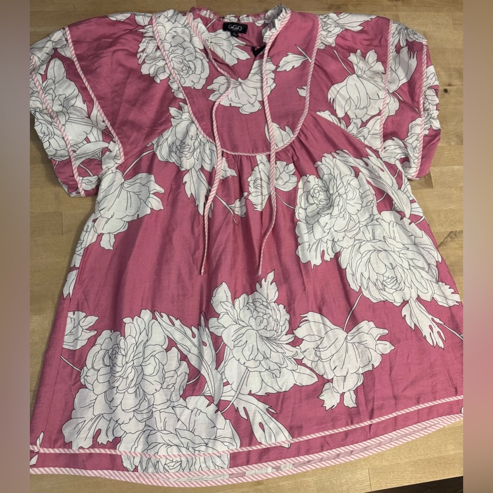 NWT GiGiO Pink Floral babydoll mini Dress